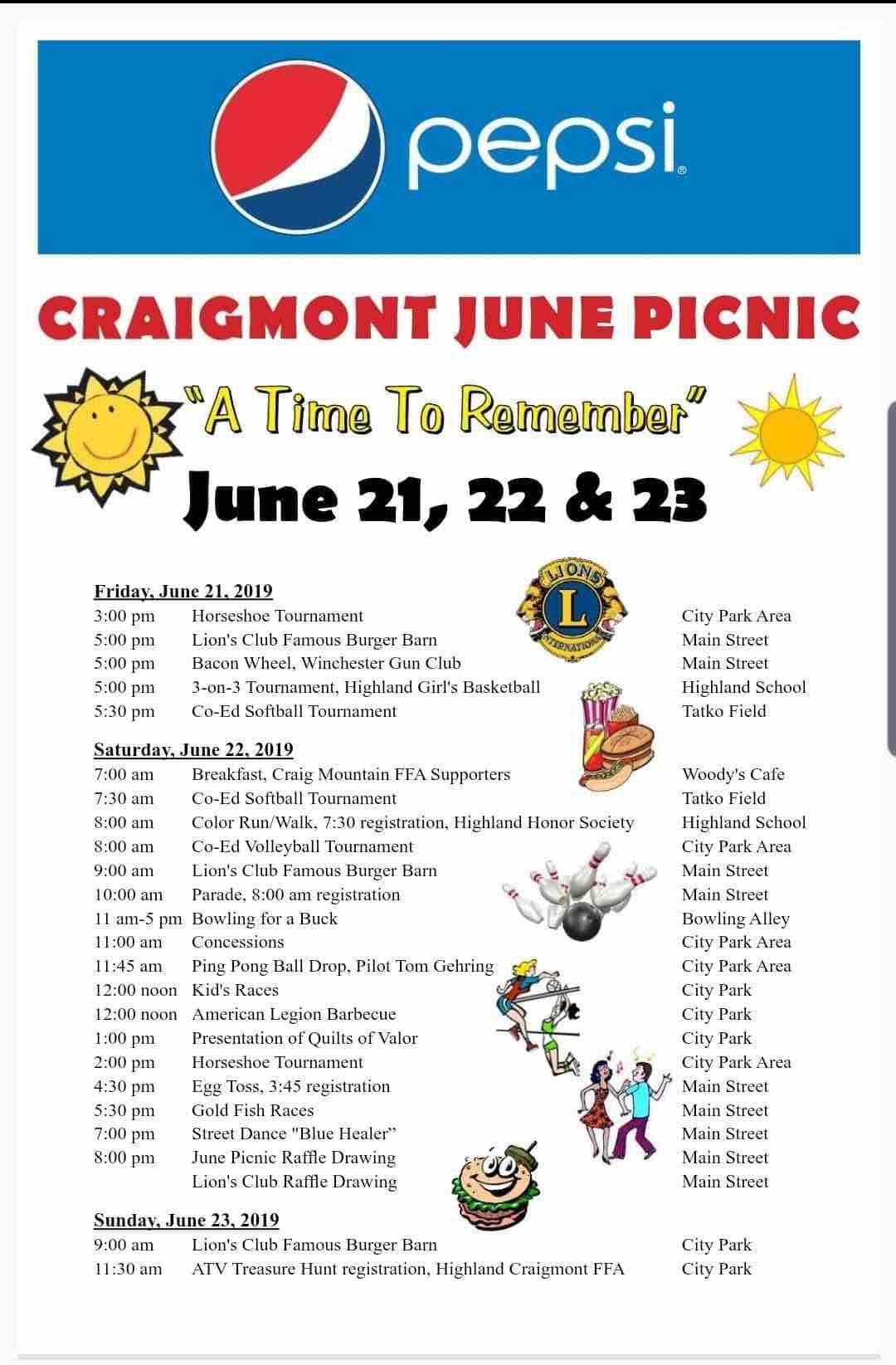 June Picnic agenda